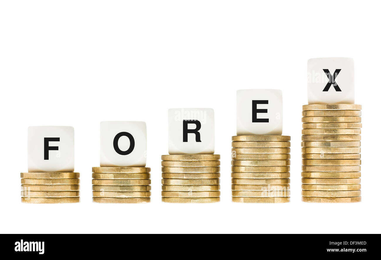 Forex Foreign Currency Exchange Market On Stacks Of Gold Coins - 